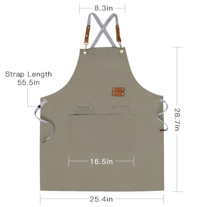 Chef Apron-Cross Back Apron for Men Women with Adjustable Straps - color: Beige