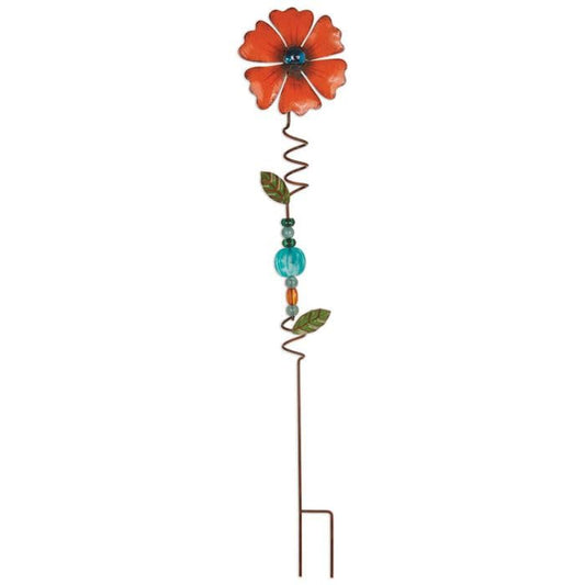Sunset Vista Designs Garden Party Plant Pick Spiral Mini Stake, 26.5" Tall, Orange Flower - color: Orange Flower