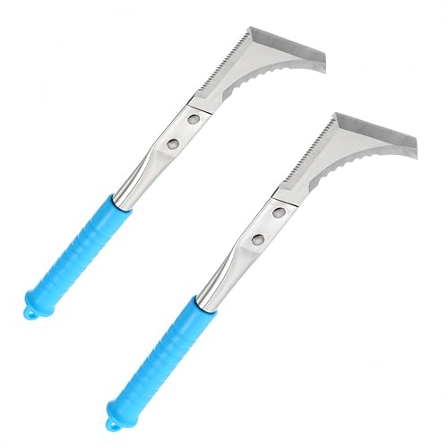 Kosoyo Crack Weeder Crack Weeding Tool Sawtooth Wave Manual Scythe Stainless Steel Gardening Tool -11.42"（2Pack） - color: Blue