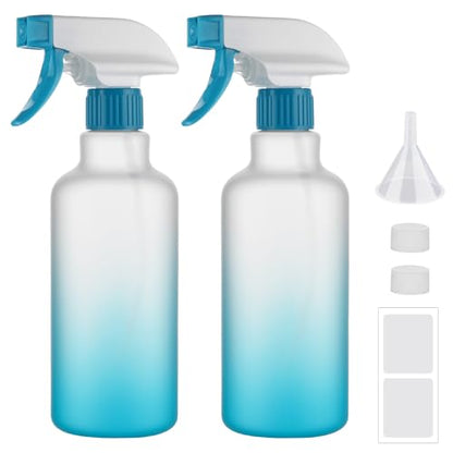 16.9oz/500ml Plastic Spray Bottles 2 Pack, Adjustable Mist Stream - color: Blue