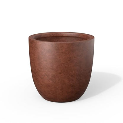 Kante Accent Round Bowl Rusty Concrete Planter 14" Dia, Outdoor - color: Rusty, size: 14"d