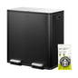 EKO EcoCasa Plus 2 x 10.6 Gal (2 x 40 L) Dual Trash Can for Kitchen, Large Stainless Steel Step-On Garbage Can, Trash and Recycle Bin Combo with Soft-Close Lids, Removable Buckets, Matte Black - color: Matte Black, size: 40L+40L