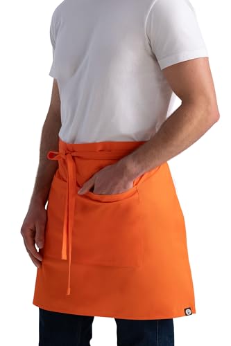 Chef Works Unisex Half Bistro Server Apron - color: Tangerine, 1 Pack