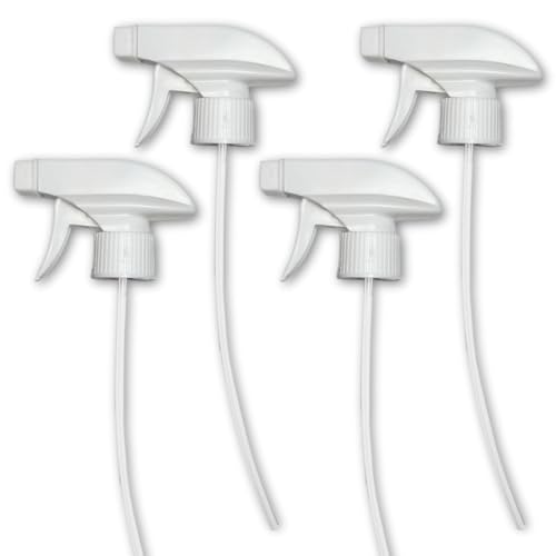Serious Soil 4-Pack White Trigger Sprayers - Heavy Duty Dual Misting and Stream Spray Bottle. Perfect Sprayer Head Replacement for 8oz,16oz, or 32oz Spray Bottles for Home, Kitchen, Garden and Office