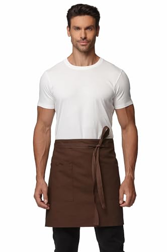 Waist Apron for Men Server Bistro Half 4251BY - color: Coffee, size: 5 Pack