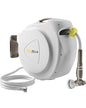 Retractable Garden Hose Reel, 1/2 in 100+6 ft, Heavy Duty Wall Mounted Water Hose Reel, Spring Power Automatic Rewind, Any Length Lock, 180° Swivel Bracket, 10 Pattern Spray Nozzle - size: 1/2“ 100FT