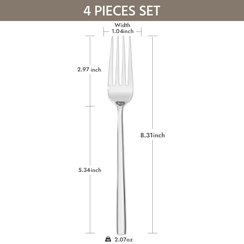 KINGSTONE 4 Piece Dinner Forks Set, Stainless Steel Forks - size: 4-Piece, style: Dinner Forks