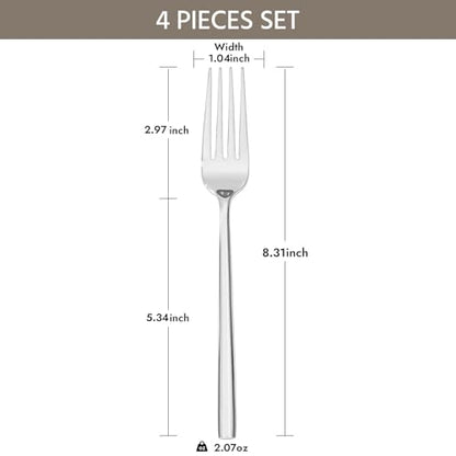 KINGSTONE 4 Piece Dinner Forks Set, Stainless Steel Forks - size: 4-Piece, style: Dinner Forks