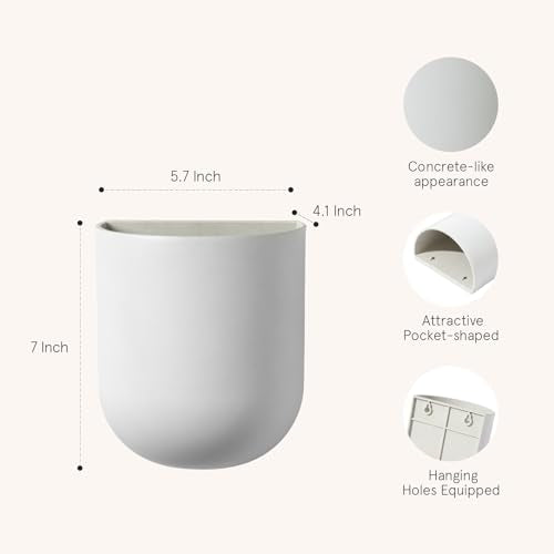 LA Jolie Muse Wall Planters for Indoor Plants, Hanging Flower Pots, 2 Pack - color: White