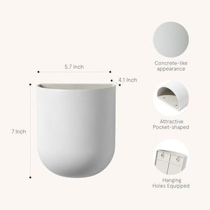 LA Jolie Muse Wall Planters for Indoor Plants, Hanging Flower Pots, 2 Pack - color: White