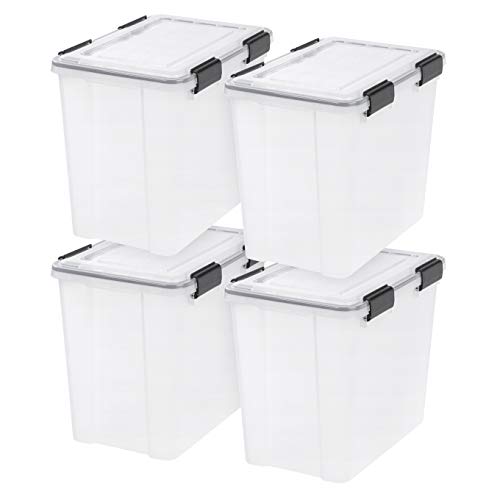 IRIS USA 4-Pack 32 Qt Storage Bins with Gasket Lids, Clear/Black - size: 36 Qt, style: 4 Pack