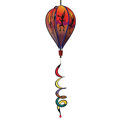 In the Breeze Kokopelli 6-Panel Kinetic Hot Air Balloon Wind Spinner,11" W x 17" H, 26" Tail,1049 - color: Kokopelli
