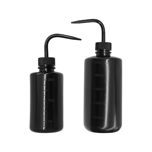 pson 2Pcs Squeeze Wash Bottle Watering Can, 250ML and 500ML Plastic Irrigation Bottle for Succulents, Indoor Plants, Cleaning(Black) - color: Black