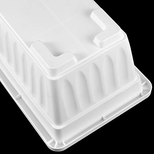 6 Pack 17 Inches Countryside Flower Box Planters, Plastic Vegetable Planters with 30 PCS Plant Labels, White Flower Window Boxes with Attached Tray for Windowsill, Patio, Garden, Balcony… - size: 6 Pack White