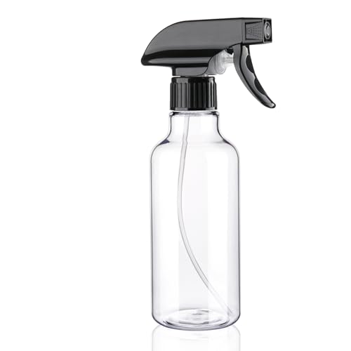 12oz/350ml Plastic Spray Bottles 1 Pack, Adjustable Mist/Stream - color: 12oz-BlackClear