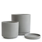D'vine Dev 2-Pack Ceramic Pots with Saucers, 8/10 in, Grey, 94-G-L-3 - color: Gray, size: Large