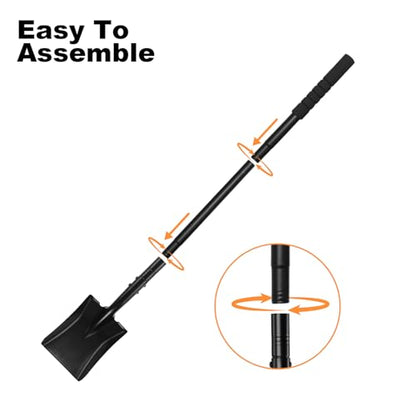 Small Square Shovel 43.3Inches Small Shovel with Metal Handle Garden Tool for Camping Farming Gardening Digging, Black - color: Black