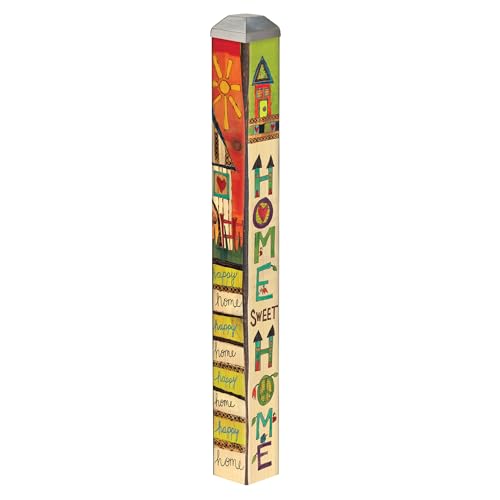 Studio M Art Pole, PVC Weather Resistant Pole with Vinyl Bowl 16 inches Tall Outdoor Decoration for Gardens, Patios, Yards, Landscaping and Birding Accessories, Home Sweet Home