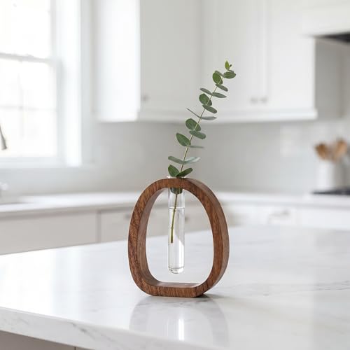 Wooden Frame Glass Test Tube Vase,Hydroponic Propagation Station