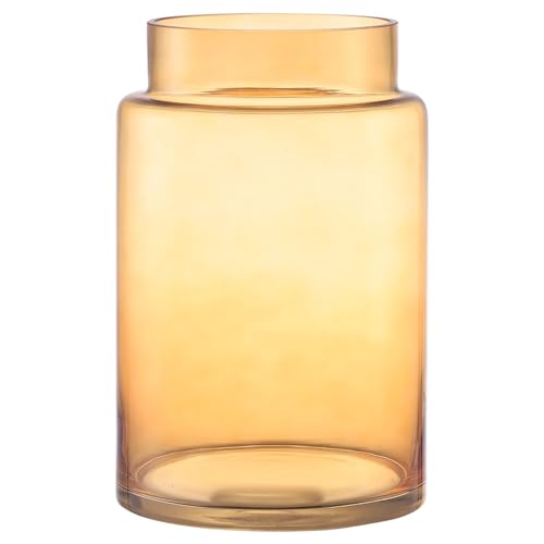 Large Glass Vase, 9 Inch Amber Glass Vase, Large Flower Vases for Bouquet, Tall Wide Mouth Vases for Flowers, Home, Wedding, Living Room, Office Decor - color: Amber, size: 9 Inch