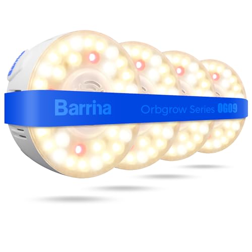 Barrina Orbgrow OG09 Puck Grow Light, 36W(4 x 9W), 660nm Red LEDs, 4 Packs - color: GrowForce Spectrum-White Cover, size: 4 Packs without Timer