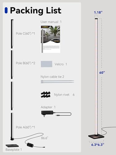 GLOWRIUM Vertical Grow Light for Indoor Plants, 60in LED Standing Lamp - size: 60 IN