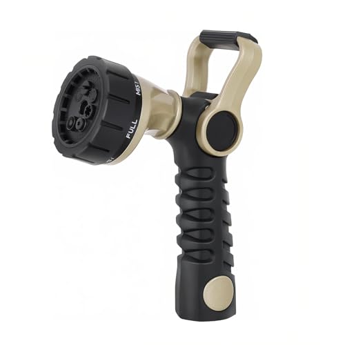 RESTMO Garden Hose Nozzle Heavy Duty, Fireman Style Water Hose Nozzle - size: 7 Spray Patterns-Thumb Control