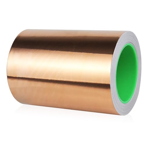 BOMEI PACK Copper Tape 6inch x 66ft with Conductive Adhesive for Guitars and Shielding, Slugs,Stained Glass, Electrical Repairs, Grounding,1 Pack - size: 6 Inch X 66 Ft