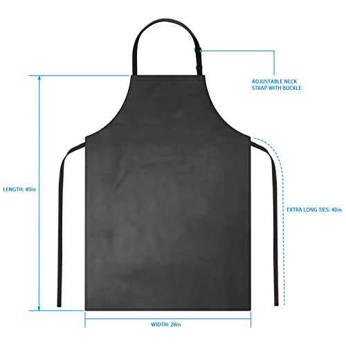 Waterproof Rubber Apron Adjustable Dishwasher Apron - Heavy Duty Work Apron - color: Black, size: 2 Pack