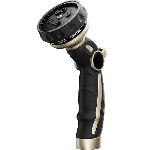 RESTMO Hose Nozzle Heavy Duty, Metal Water Hose Sprayer for Garden - color: Bronze, size: 9 Watering Patterns