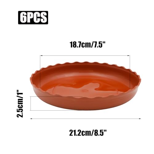 6 Pack Wave Plant Saucer 7 inch, Terracotta Plastic Tray for Pots - color: Terracotta, size: 7"