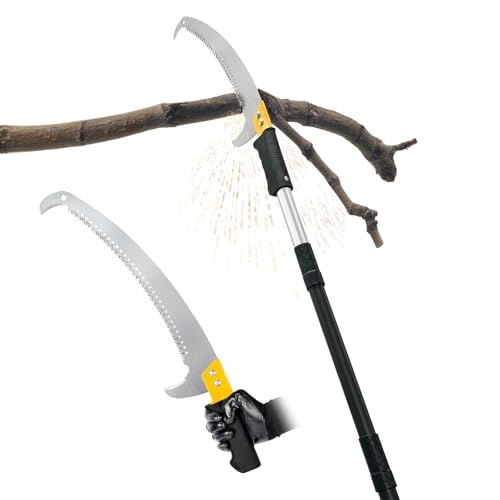 8.5FT Pole Saw with Adjustable Length for Tree Trimming, Lightweight Manual Pruning Saw with Mn Steel Blade, Long Extension Branch Cutter Pole Pruner for Yard, Garden, Patio and Forestry Use - size: 8.5FT