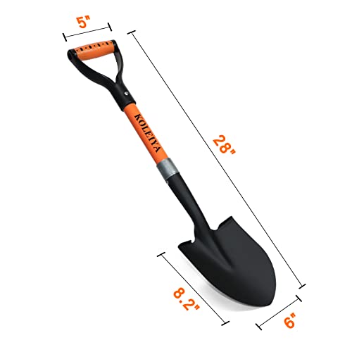 KOLEIYA Kids Shovel, Small Shovels for Digging, Overall Length 28 Inches, Mini D Handle Shovel,Gardening Shovels,Matel Beach Shovel,Camping Shovel Matel+Fiberglass - color: Orange