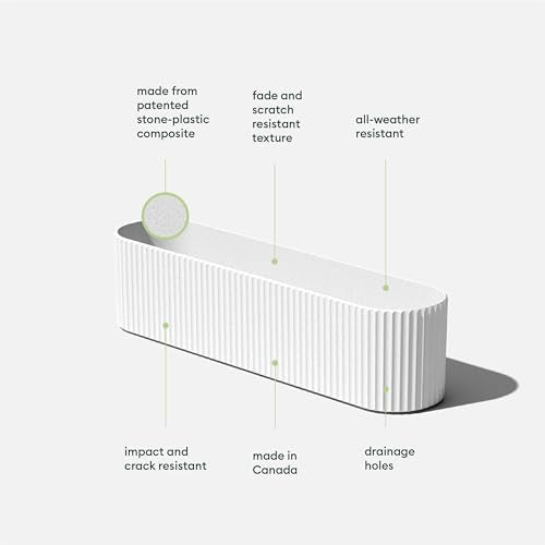 Veradek Demi Series Window Box Planter - Round Outdoor Planter - color: White, size: 36 inch