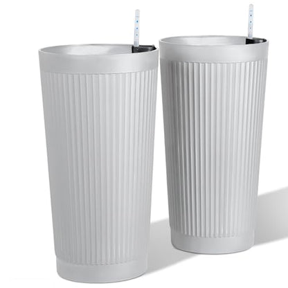 24" Self Watering Tall White Planters Outdoor Set of 2 - color: White Round