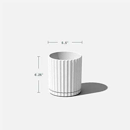 Veradek Demi Series Demi 6" Planter w/Tray, White - color: White, size: 6 inch