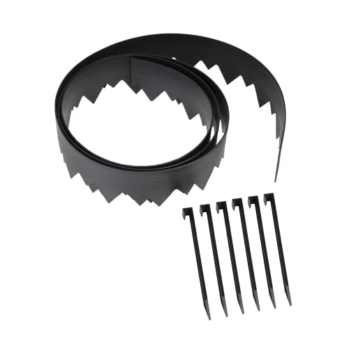 EasyFlex Pound‑In Landscape Edging with Bonus Anchoring Stakes – 20‑Foot Plastic Garden Border, 4.5 in. Straight‑Top Lawn Edging, Black