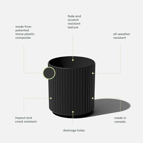 Veradek Demi Series Planter - Large Round Outdoor Planter - color: Black, size: 12 inch - 2 Pack