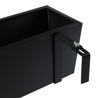 BIRDROCK HOME 2pk Metal Railing Planter Box | Flower Boxes for Deck Railings | Adjustable Rail Hanging Bracket | Black Balcony Boxes | House Apartment Plant Pot