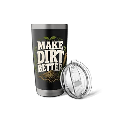 Make Dirt Better Composting Soil Builder Compost Stainless Steel Insulated Tumbler - color: Black