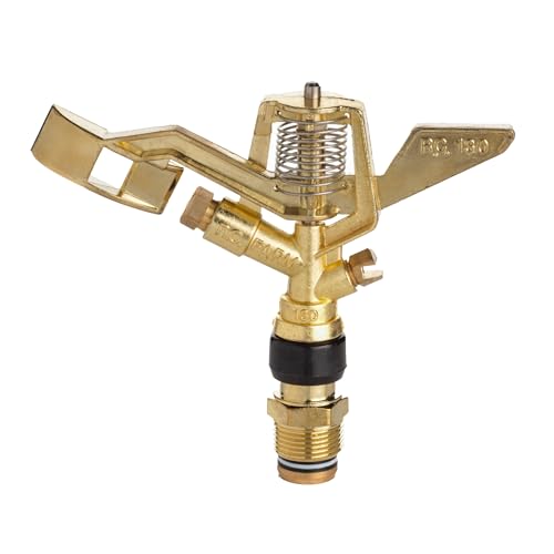 Drip Depot Brass Full Circle Impact Sprinkler, 3/4" MPT, Durable with Robust Spring, up to 50 ft Spacing