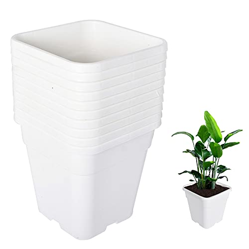 Plant Pots Flower Pot 10-Pack 3 Gallon Planter Nursery Pot Garden Seedling Planters Containers Plastic Injection Molded Pots with Drainage Holes for Outdoor Indoor Plants Vegetables, White - color: White, size: 3 Gallon - Square