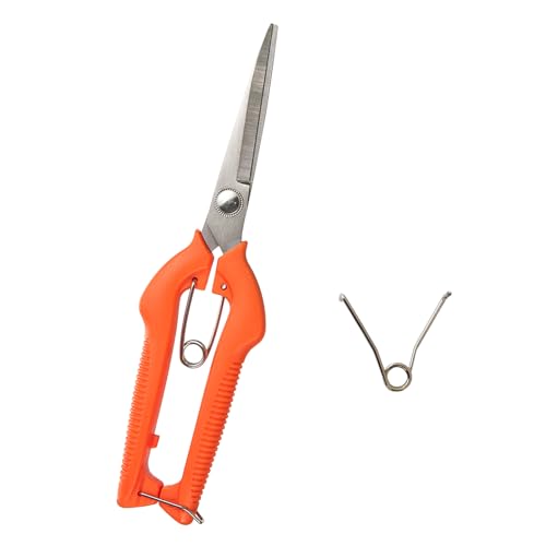 Stainless Steel Garden Snips Cutting Fresh Flowers Long Orchard Shears with Ergonomic Non Slip Handle 3CR13 Steel Durable Spring Loaded Design Rose Clippers for Pruning【Orange】