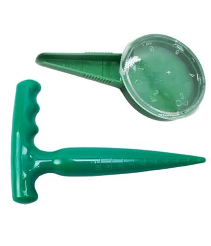 2 Pack Seed Planter Tool, 6.9" Dibber Garden Tool, Plastic Seed Dibbler for Planting, Bulb Digger Garden Planter with Handle for Sowing Seeds, Planting, Bulbs, Digging (Green, 2pcs per Pack)