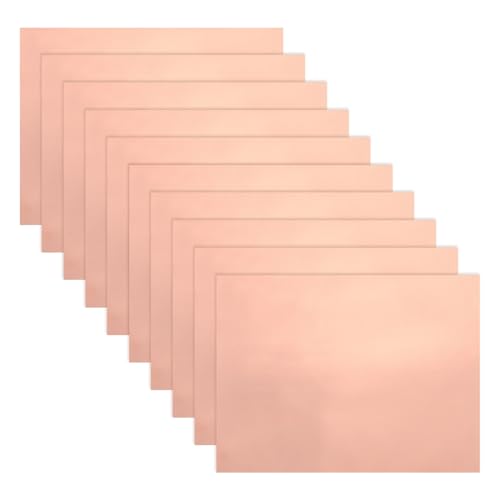 MECCANIXITY 10Pcs Copper Foil Tape Conductive Adhesive, 6"(150mm) Width x 8"(200mm) Length, 0.05mm Thickness, Slug Shielding Barrier for Slug Stained Glass Guitars Soldering Garden