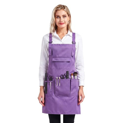 Nanxson Apron with Pockets Cross Back Apron for Hair Stylist Gardening - color: Purple