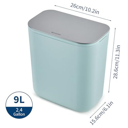 2.38 Gallon / 9 Liter Compost Bin Hanging Trash Can Stainless Steel Garbage Can with Stainless Steel Lid and Hanging Hook, for Kitchen、Bathroom& Offices, Green - color: Green, size: Large