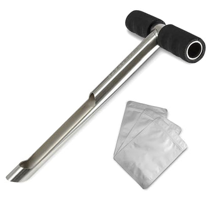 Soil Probe with Small Soil Sampler Bags. 12" Soil Sample Probe Rod. Patent Pending Ground Probe Design for Tidy Strata in Soil Test Sampling. - size: 12 Inch