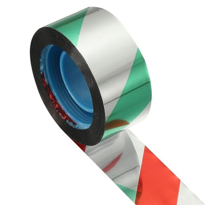 MECCANIXITY 164ft Long 1" Wide Green/Silver Dual Side Reflective Holographic Flash Bird Scare Tape Ribbon to Keep Birds Away, Hang Tie on Garden Farm Orchards Balcony Patio Yard Fence - color: Green Silver, size: 164ft x 0.94in
