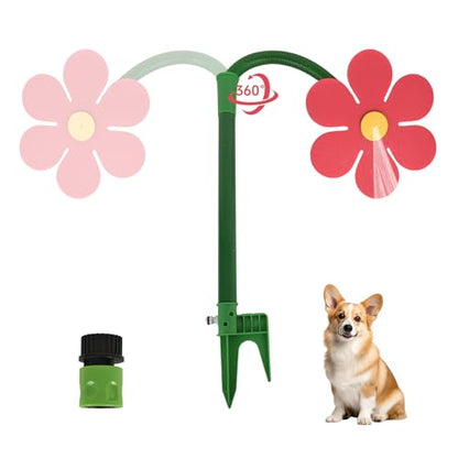 Crazy Daisy Sprinkler, 360° Rotating Flower Sprinkler for Dogs and Yard - color: Red